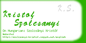kristof szolcsanyi business card