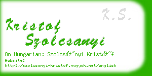 kristof szolcsanyi business card